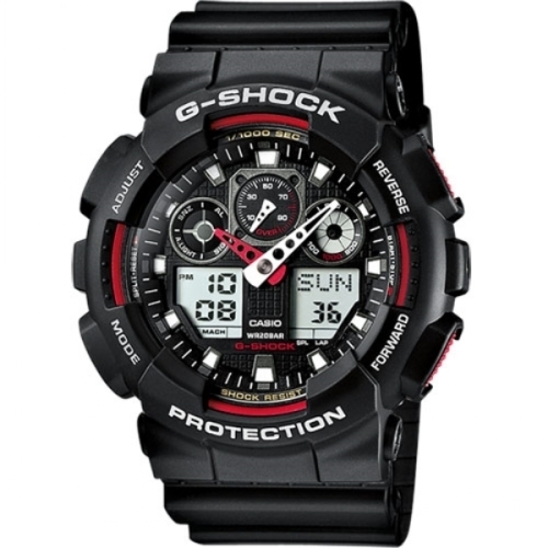 Montre Homme CASIO G-SHOCK Classique Noir et Rouge GA-100-1A4ER