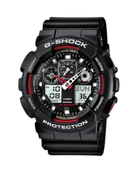 Montre Homme CASIO G-SHOCK Classique Noir et Rouge GA-100-1A4ER