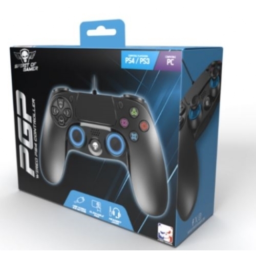PS4 PGP WIRED BLUE   MANETTE FILAIRE COMPATIBLE PS4/PS3/PC AVEC PRISE JACK SOG-WXGP4