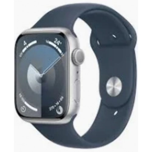 APPLE WATCH SERIE 9 45MM BATTERIE 100% GRISE BRACELET BLEU 