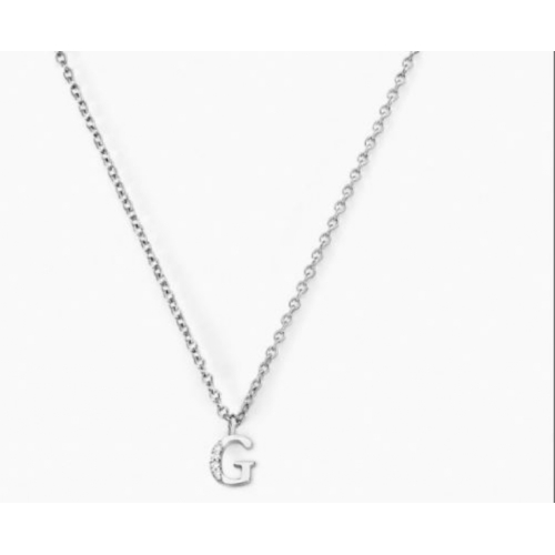 Collier Neruda Argent Blanc Oxyde De Zirconium Lettre G