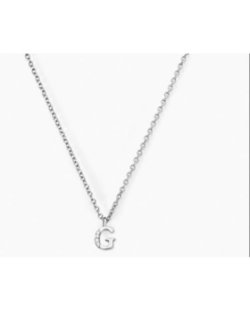 Collier Neruda Argent Blanc Oxyde De Zirconium Lettre G