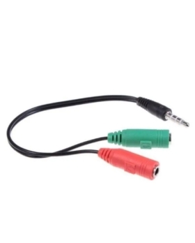 ADAPTATEUR JACK 3.5 / MICRO + CASQUE, STEREO, M / F, NOIR, 14CM