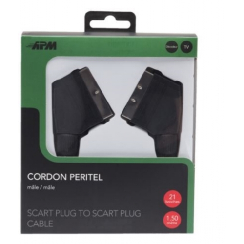 CÂBLE PERITEL, MALE /MALE, NOIR, 1.5METRES