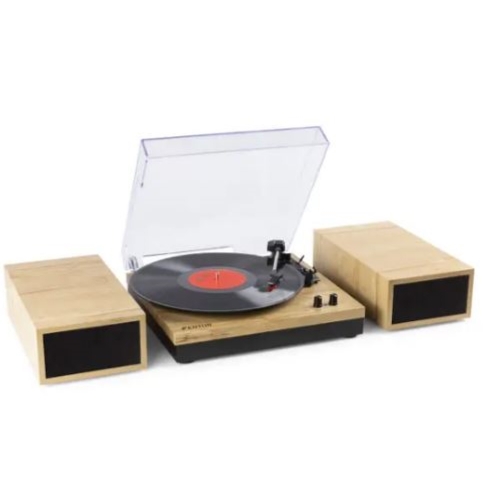 Fenton RP165L Platine Vinyle Bluetooth avec 2 Enceintes - Bois Clair