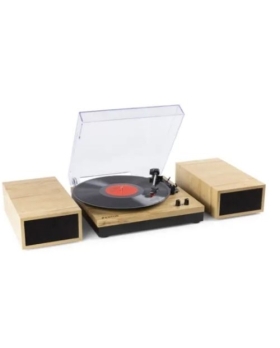Fenton RP165L Platine Vinyle Bluetooth avec 2 Enceintes - Bois Clair