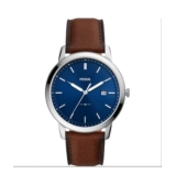 Montre Homme Fossil The Minimalist Blue Dial avec Bracelet En Cuir Solar FS5839