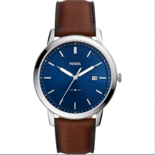 Montre Homme Fossil The Minimalist Blue Dial avec Bracelet En Cuir Solar FS5839