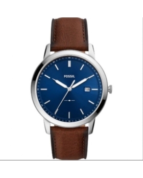 Montre Homme Fossil The Minimalist Blue Dial avec Bracelet En Cuir Solar FS5839