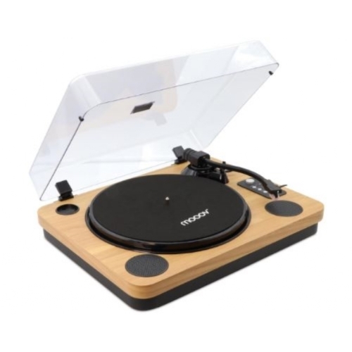MOOOV 477361 Platine Vinyle Bluetooth avec Couvercle de Protection, Haut-parleurs Intégrés,