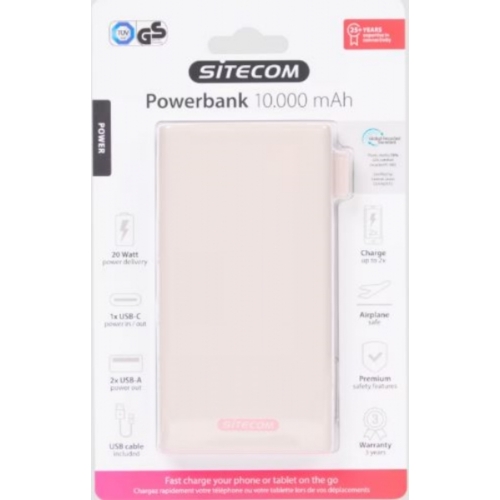 BATTERIE EXTERNE POWERBANK SITECOM ROSE 10.000mAh 20watt TYPE-C/USB