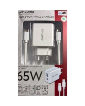 CHARGEUR RAPIDE RE-LOAD 65W TYPE-C/USB 1.5M