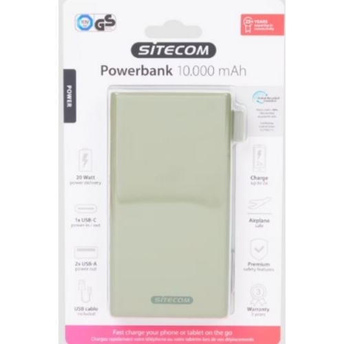 BATTERIE EXTERNE POWERBANK SITECOM GRIS 10.000mAh 20watt TYPE-C/USB