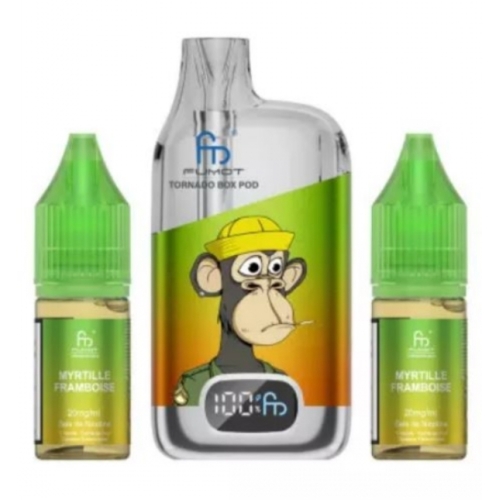  Puff Tornado Box Pod 28000 puffs 20mg MYRTILLE FRAMBOISE + 2 flacons 10ml