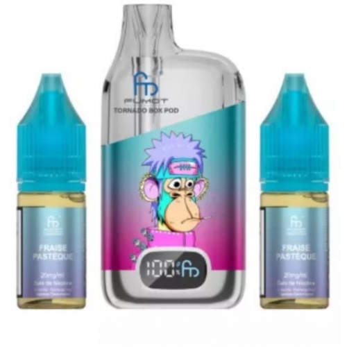  Puff Tornado Box Pod 28000 puffs 20mg FRAISE PASTEQUE + 2 flacons 10ml