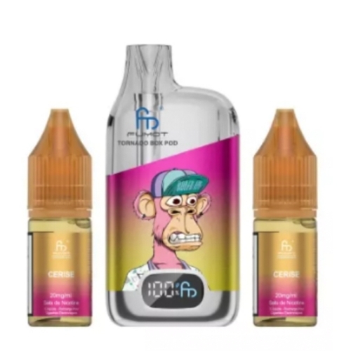  Puff Tornado Box Pod 28000 puffs 20mg CERISE + 2 flacons 10ml