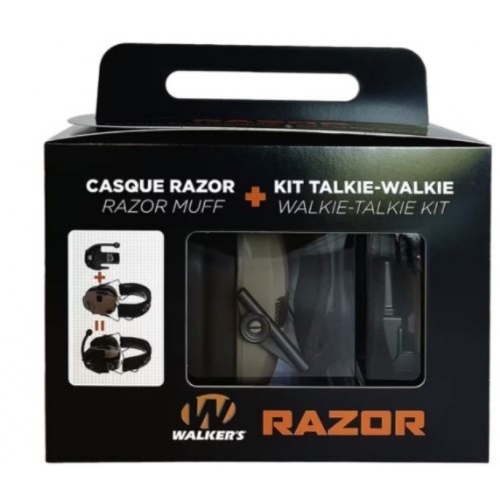Casque Anti-Bruit Amplifié WALKER'S Razor Avec Kit Talkie-Walkie Clipsé PMR 446 