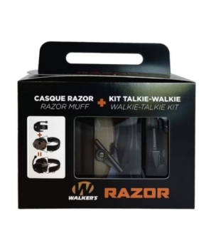 Casque Anti-Bruit Amplifié WALKER'S Razor Avec Kit Talkie-Walkie Clipsé PMR 446 