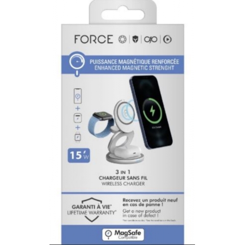 Station de charge Force Power MagSafe pliable 3en 1 Charge Rapide 15W