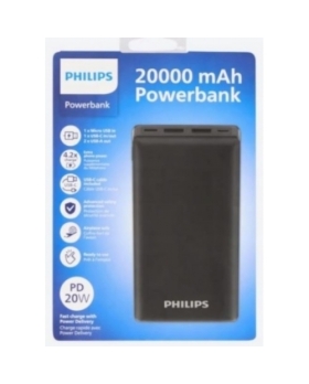 Batterie externe Philips 20 000 mAh noire 20 W