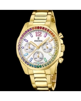 MONTRE FESTINA FEMME F20609/2 BLANC BRACELET EN ACIER DORE