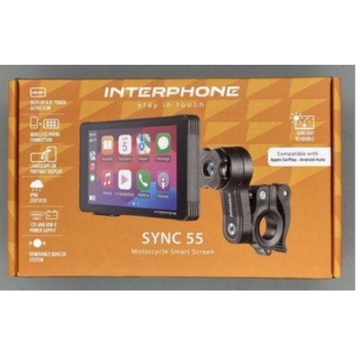 INTERPHONE SYNC55 ECRAN SANS FIL POUR MOTO COMPATIBLE ANDROID/APPLE CAR PLAY