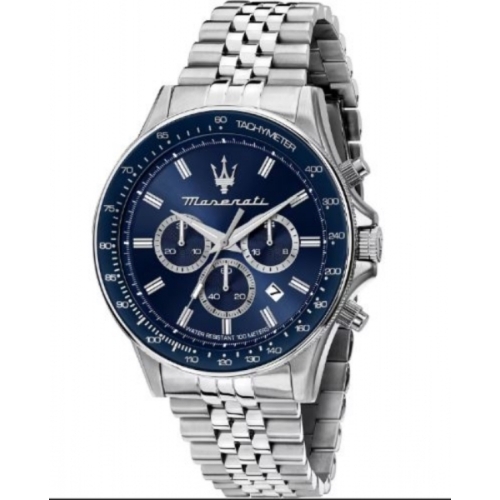 MONTRE HOMME MASERATI SFIDA - R8873640025 FOND BLEU BRACELET ACIER 
