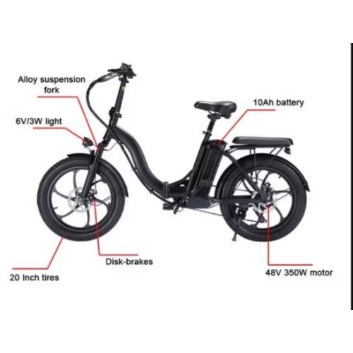 VELO ELECTRIQUE BK6 NOIR 48V 350W VITESSE:25KM/H AUTONOMIE:60KM