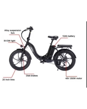 VELO ELECTRIQUE BK6 NOIR 48V 350W VITESSE:25KM/H AUTONOMIE:60KM