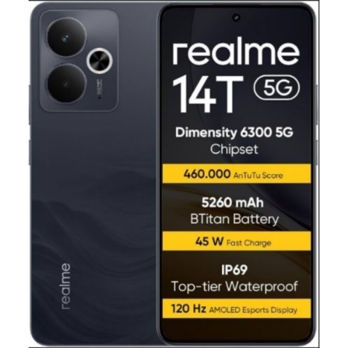 REALME 14T 5G NOIR 256GO RAM:8GO 50MPX ECRAN:AMOLED(6.67" 120HZ) PLAYSTORE  