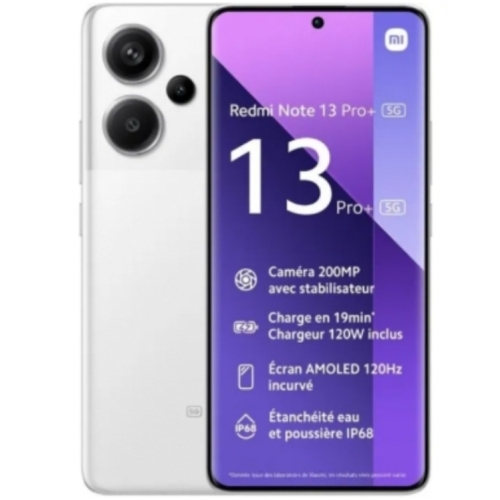 REDMI NOTE 13 PRO+ BLANC 5G RAM:8GO 256GO 200MPX ECRAN:AMOLED(120HZ 6.6') PLAYSTORE