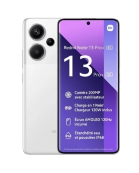 REDMI NOTE 13 PRO+ BLANC 5G RAM:8GO 256GO 200MPX ECRAN:AMOLED(120HZ 6.6') PLAYSTORE