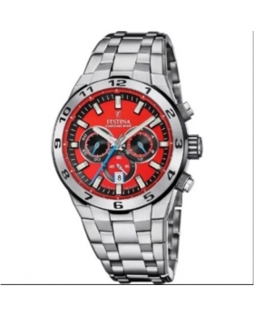 MONTRE HOMME FESTINA F20670/5 CHRONO BIKE ROUGE BRACELET ACIER 