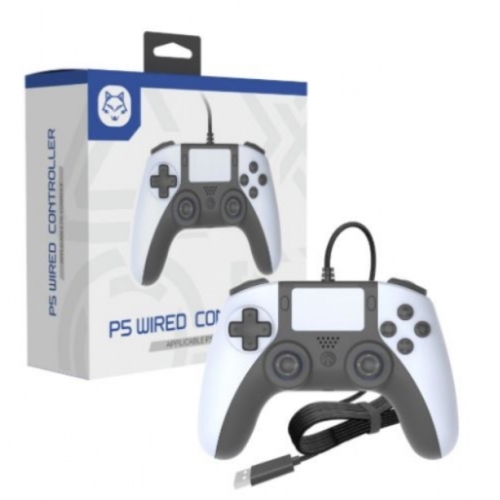 MANETTE FILAIRE BLANCHE TOPWOLF PS5/PC AVEC PRISE CASQUE JACK
