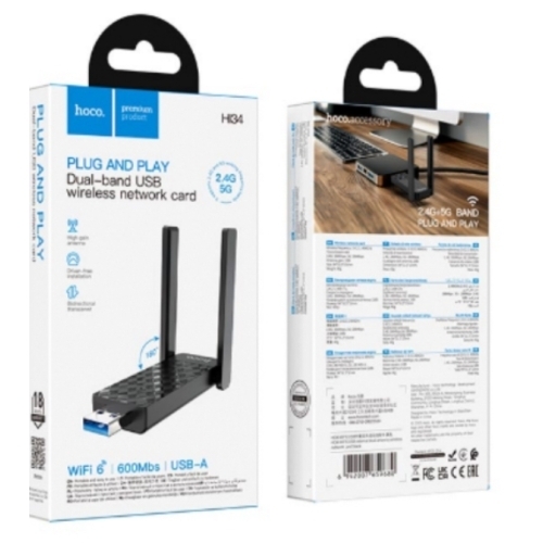 CLE WIFI SANS FIL USB à double antenne HI34 WiFi6 600MBPS