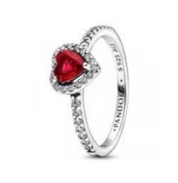 198421C02-54 Bague Cœur Rouge Surélevé taille 54