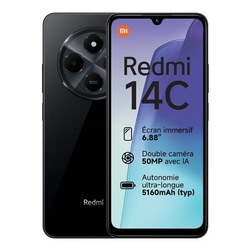 REDMI 14C NOIR 128GO RAM:4GO 4G 50MPX ECRAN:6.8' (120HZ)
