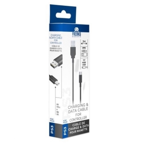 Câble MINI USB de recharge manette 3m PS3 NEUF