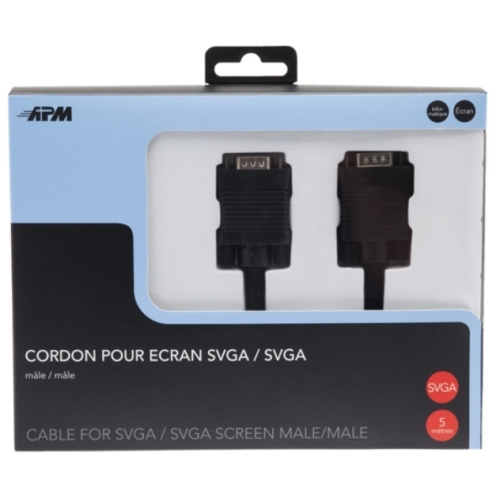 CÂBLE VGA  MÂLE / MÂLE, NOIR, 5M
