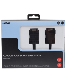 CÂBLE VGA  MÂLE / MÂLE, NOIR, 5M